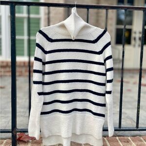 a new day Black and White Striped Turtleneck Sweater